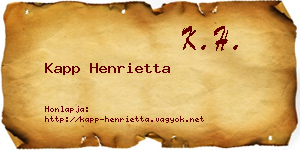 Kapp Henrietta névjegykártya